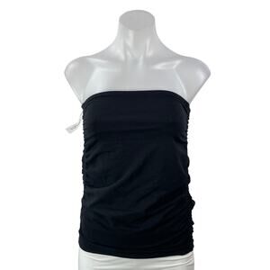 NEW Aritzia Wilfred Purity Black Strapless Jersey Ruched Bandeau Tube Top Sz S/P